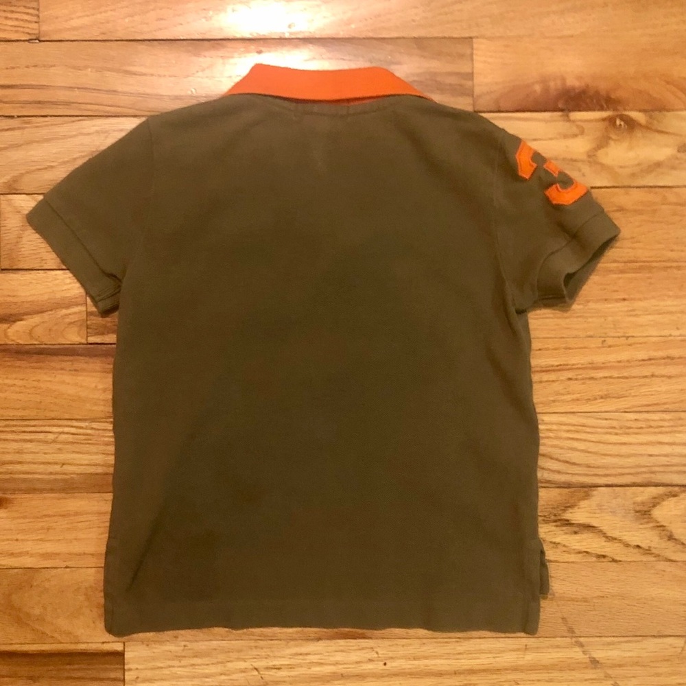 Polo by Ralph Lauren Olive green & orange polo, 2T - Picture 4 of 6